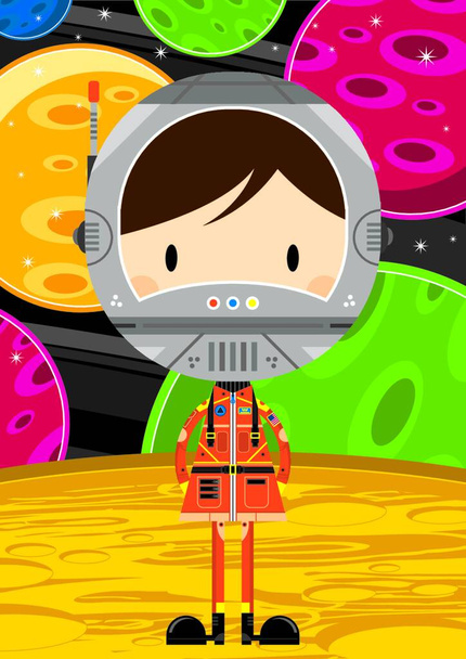 Милий мультфільм астронавт Векторні ілюстрації - Вектор, зображення