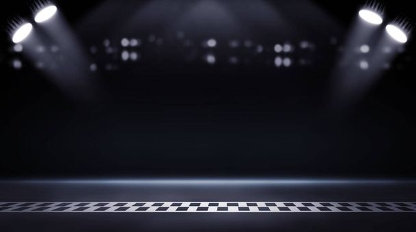 3D Rendering abstrakcyjny tor wyścigowy meta linia wyścigowa w nocy - Zdjęcie, obraz