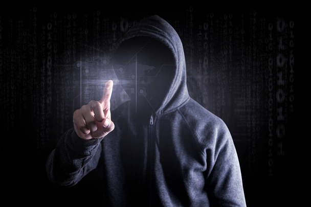 Hackers táctil botón de ataque de datos de seguridad cibernética y protección de la información o red. - Foto, imagen