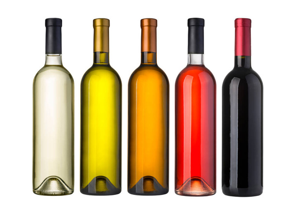 Set di bottiglie di vino isolate su sfondo bianco - Foto, immagini