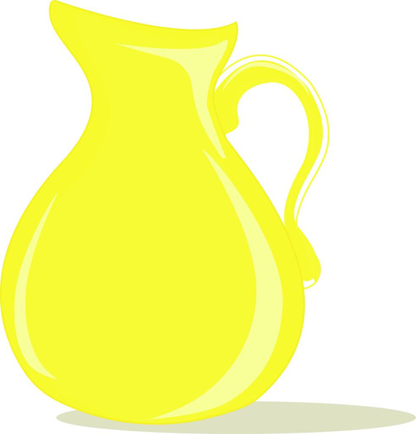 "Желтый кувшин, иллюстрация, вектор на белом фоне." - Вектор,изображение