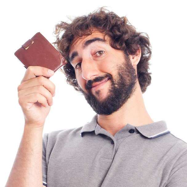 Young crazy man with a wallet - Foto, immagini