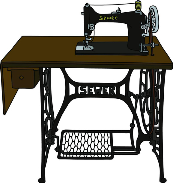 "Vintage treadle sewing machine" - Vector, Image