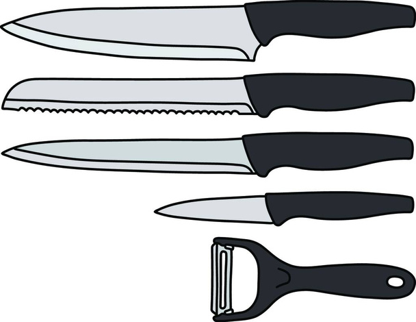 "The kitchen knives set" - Vector, imagen