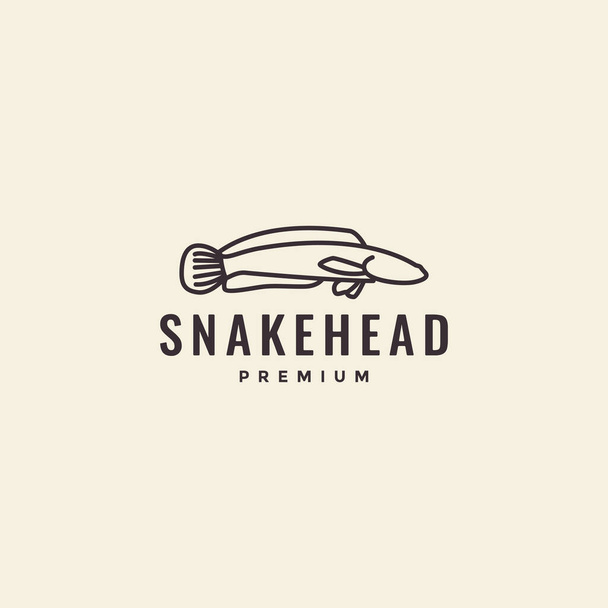 Дизайн логотипа хипстера линии рыбных змей  - Вектор,изображение