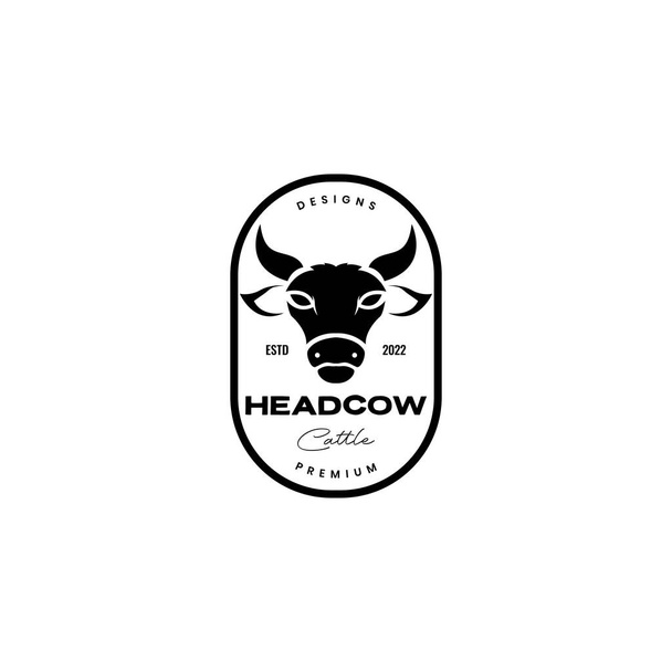 pään lehmä yksinkertainen merkki vintage logo suunnittelu  - Vektori, kuva