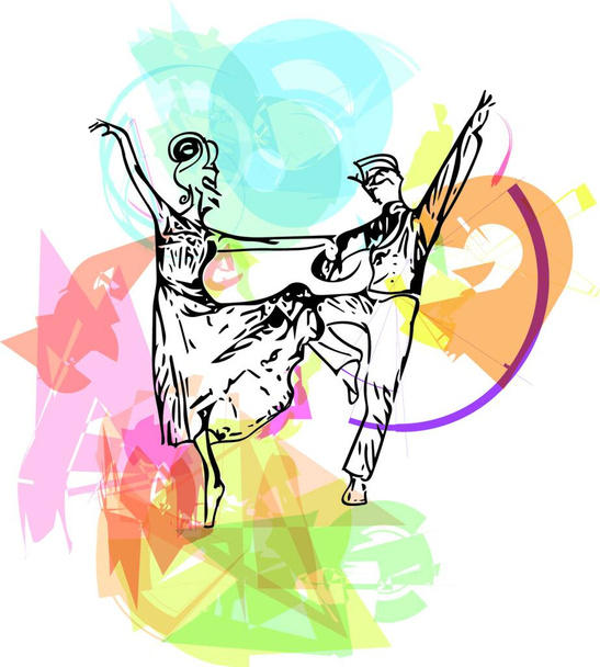 Absztrakt pár táncoló balett illusztráció - Vektor, kép