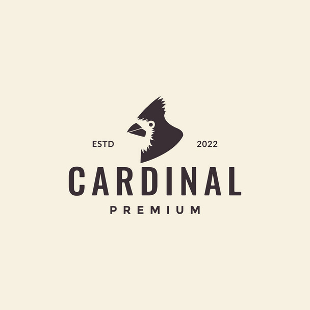 tête d'oiseau cardinal hipster logo design  - Vecteur, image