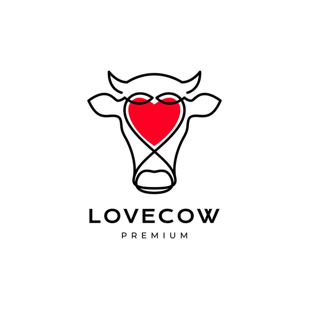 愛の抽象的なミニマリストロゴデザインベクトルとヘッド牛 - ベクター画像