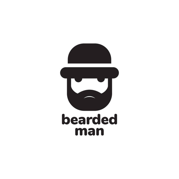 cool man bearded and hat mascot modern logo design vector - Vector, Image