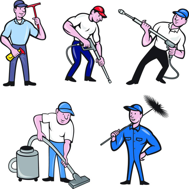 illustration of Cleaner Cartoon Set - Vector, Image