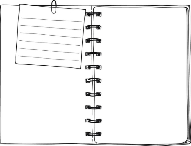 "notitieblok en de notitie papier hand getrokken lijn kunst vectorillustratie" - Vector, afbeelding