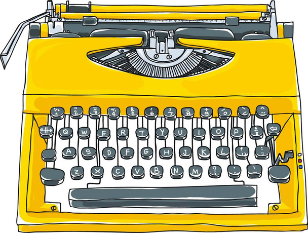 "yellowtypewriter eski elle çizilmiş şirin sanat illüstrasyon" - Vektör, Görsel
