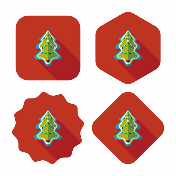 Christmas tree flat icon with long shadow eps10 - Vecteur, image
