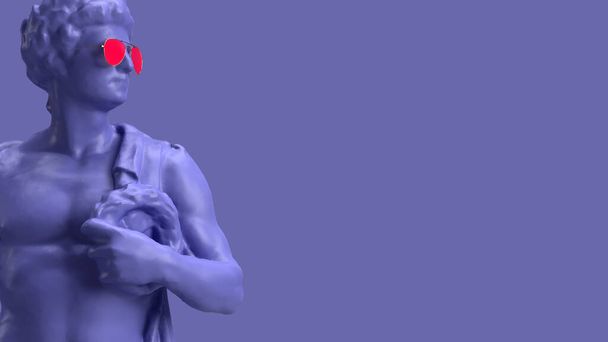 3d візуалізація, Дуже Період фіолетовий статуя чоловіка з голим торсом
 - Фото, зображення