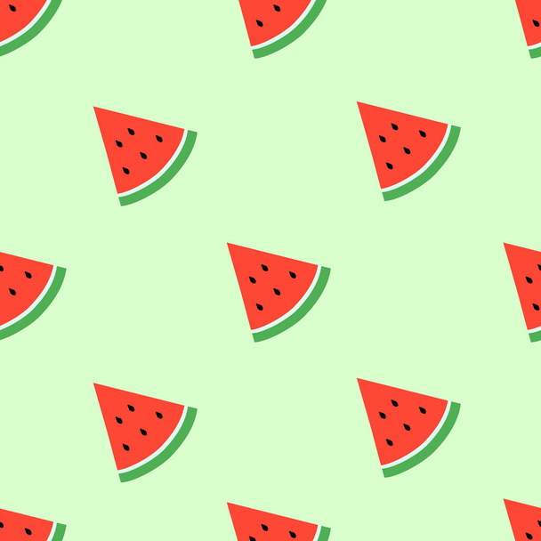 Watermelon pattern vector file with bright green background. It can be used for wallpaper, home decoration,Art, print, packaging design, fashion, etc. - Vetor, Imagem
