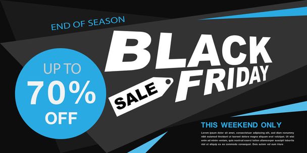 Viernes negro venta banner promoción azul negro blanco geométrico en gris diseño vector de diseño - Vector, imagen