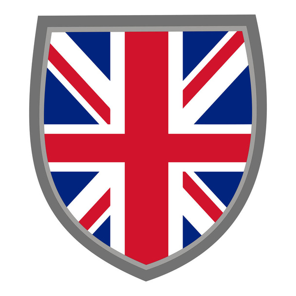 Escudo con los colores de la bandera del Reino Unido, bandera de la Unión o Union Jack, color RGB original  - Vector, Imagen