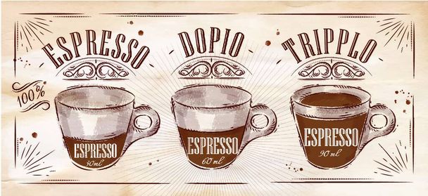 Poster espresso chalk, vector illustration simple design - Διάνυσμα, εικόνα