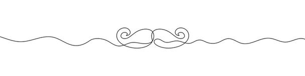 Linear background of mustache. One continuous line drawing of a mustache. Vector illustration. Mustache icon isolated - Vector, Image