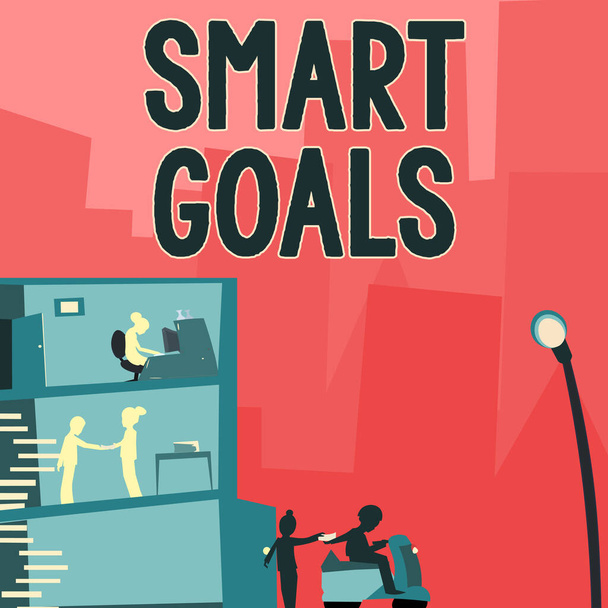 Didascalia di testo che presenta Smart Goals, parola per mnemonico utilizzata come base per impostare obiettivi e direzione - Foto, immagini