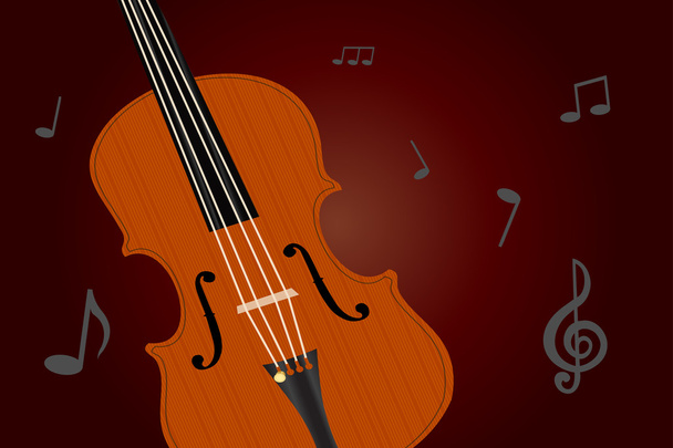 Graphic illustration of old viola with musical notes - Vetor, Imagem