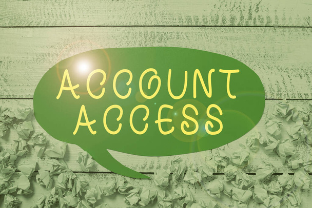 Κείμενο που δείχνει Account Access, Business βιτρίνα πλήρες προνόμιο για τους ιδιοκτήτες να διαχειρίζονται τα προσωπικά τους δεδομένα - Φωτογραφία, εικόνα