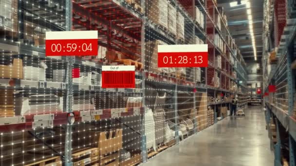 Augmented reality-technologiesysteem in handig slim magazijn identificeert pakketpicking en levering. Toekomstig concept van supply chain en logistiek . - Video
