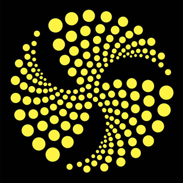 Icona punteggiata cerchio giallo isolato su sfondo nero. - Foto, immagini