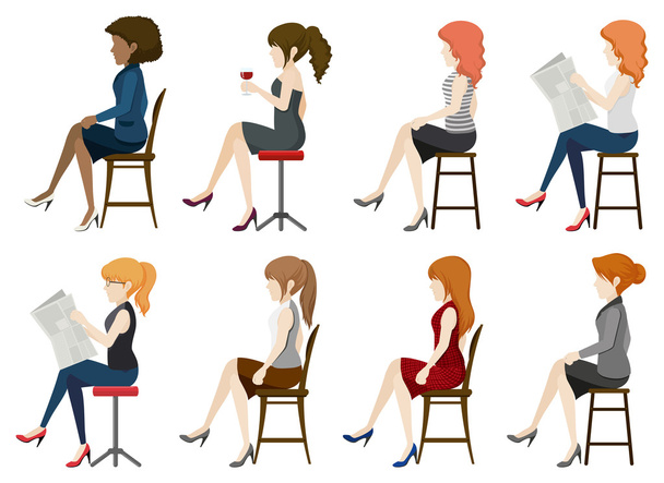 Chicas sin rostro sentadas
 - Vector, Imagen