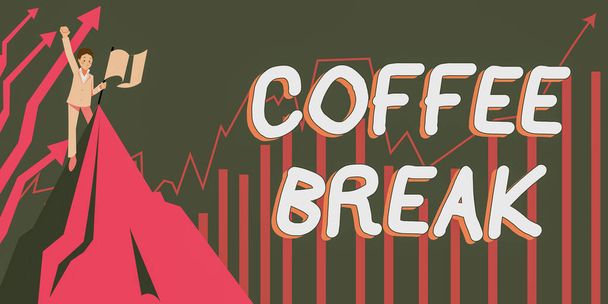 Знак, що показує кавовий брейк, Бізнес концепція короткий час виділяється для вживання кави без будь-якої роботи - Фото, зображення