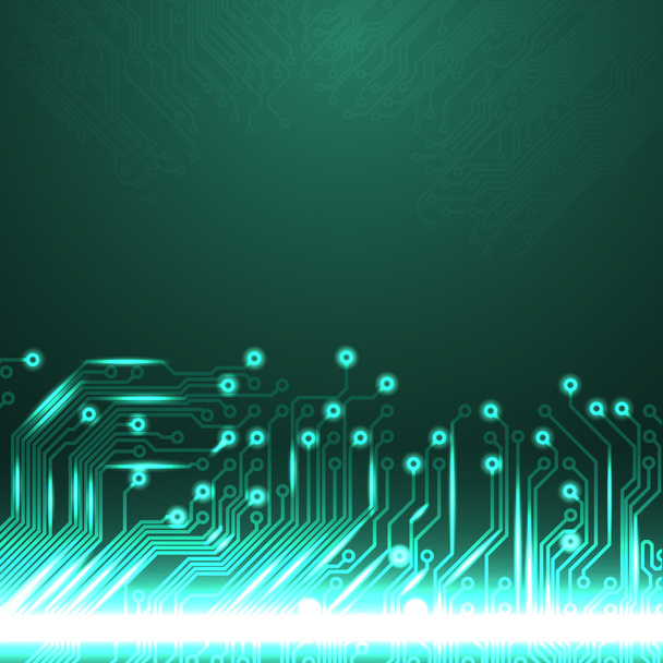 Electronics blue background with circuit board - Vector, Image