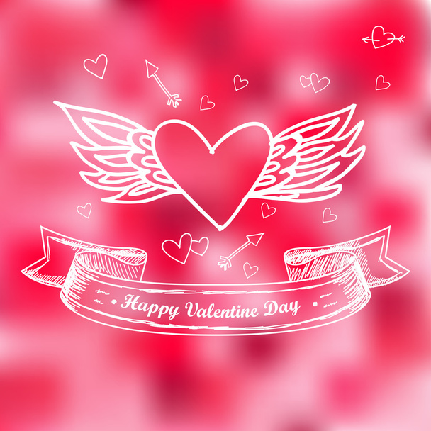 happy valentines day cards with heart on background - Vector, Image