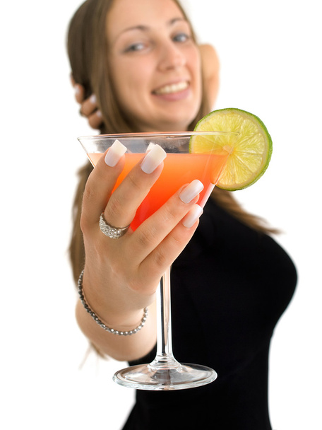 Woman with tropical drink - Zdjęcie, obraz