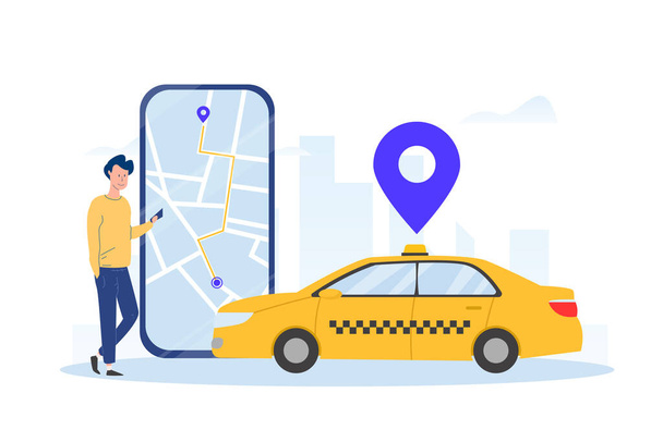 Taxi app koncepció Vektor illusztráció. - Vektor, kép