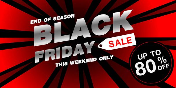 Black Friday sale banner promotion red black white geometric zoom on grey layout design modern futuristic vector - Vector, Image