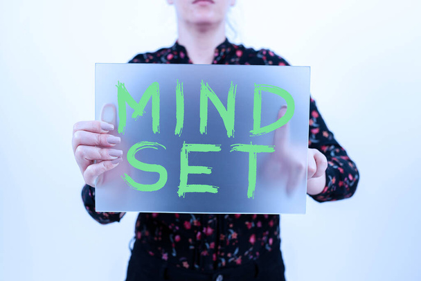 Ručně psané znamení Mind Set, Business showcase Standardní myšlenka na osobu, co on nebo ona bude dělat - Fotografie, Obrázek