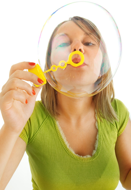 Girl blowing bubbles - Foto, Bild