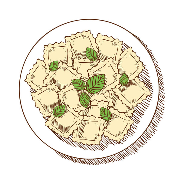 ravioli food flat icon isolated - Vettoriali, immagini
