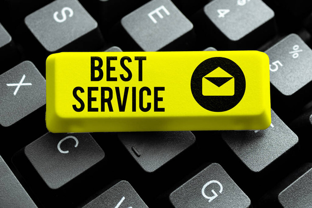 Γράφοντας εμφάνιση κειμένου Best Service, Business έννοια καλύτερα αναθεωρημένη βοήθεια που παρέχεται από ένα σύστημα στον πελάτη του - Φωτογραφία, εικόνα