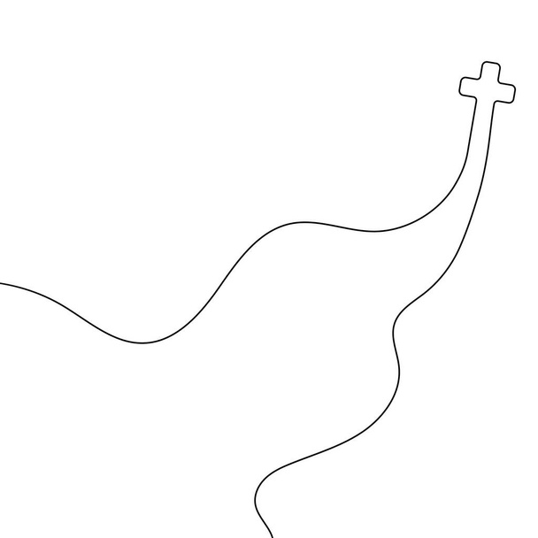 Continuous line drawing of christian cross. Religious cross one line icon. One line drawing background. Vector illustration. Cross black icon - Vektori, kuva