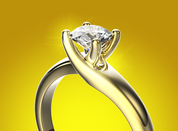Bague dorée avec diamant
 - Photo, image