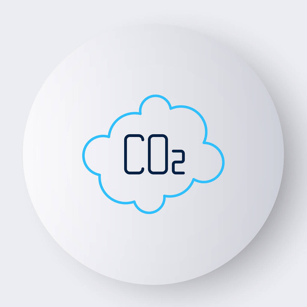 Zeile CO2-Emissionen in Wolkensymbol isoliert auf weißem Hintergrund. Kohlendioxidformel, Smogverschmutzungskonzept, Umweltkonzept. Buntes Rahmenkonzept. Vektor - Vektor, Bild