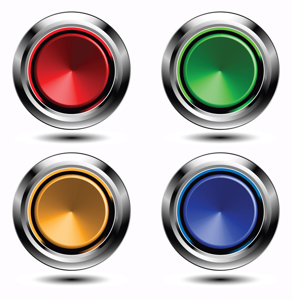 Set of colored buttons with chrome stroke - Vektor, Bild
