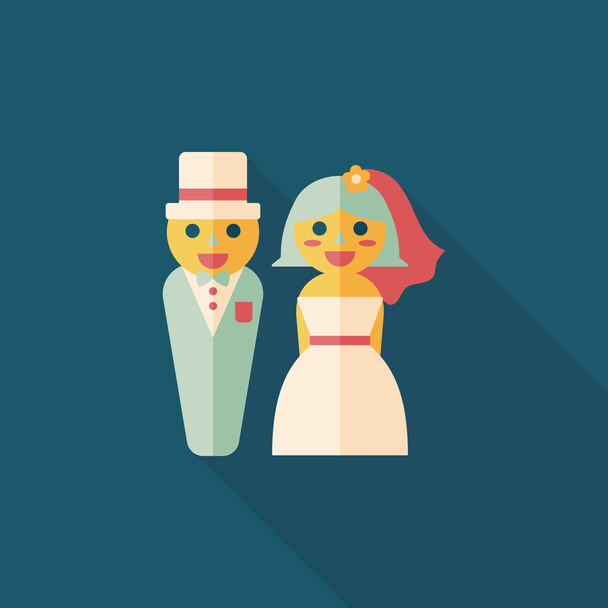 wedding couple flat icon with long shadow,eps10 - Διάνυσμα, εικόνα
