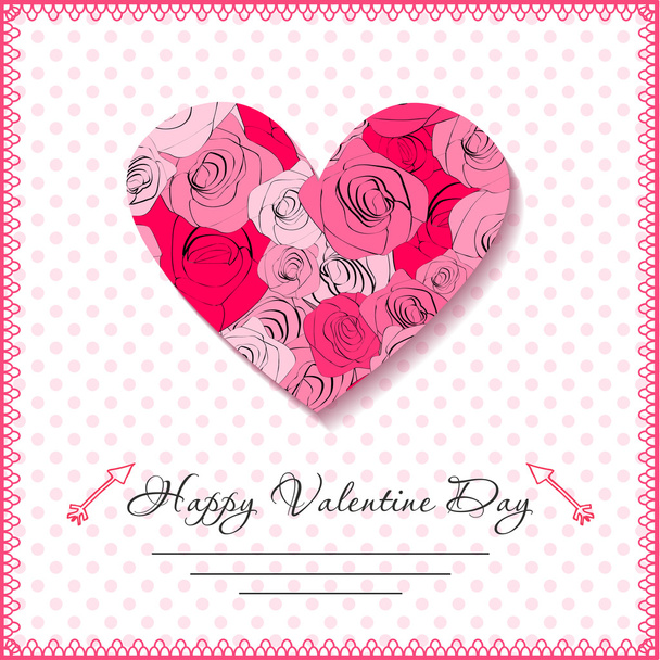 happy valentines day cards with heart on background - Vector, Image