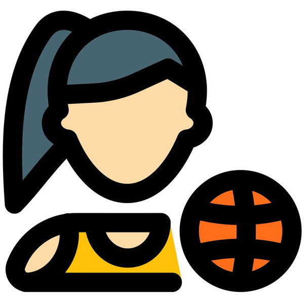 Женский спортивный игрок с баскетболом - Вектор,изображение