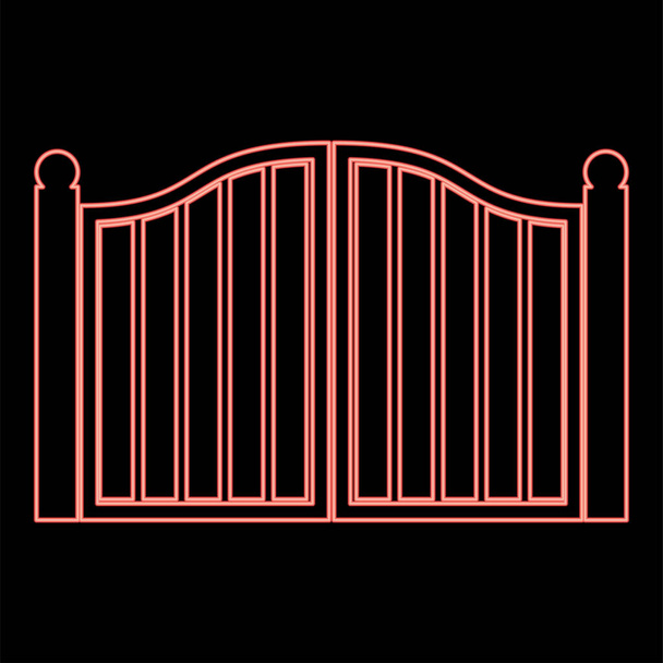 Неоновые старые ворота красный цвет вектор иллюстрация изображения плоский стиль света - Вектор,изображение