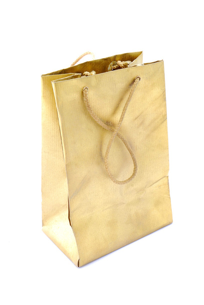 Χρυσή δώρο τσάντα - Φωτογραφία, εικόνα