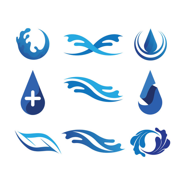 Logo de forma redonda aislada. Logo de color azul. Imagen fluyendo del agua. Mar, océano, superficie del río. - Vector, Imagen